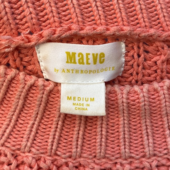 Anthropologie Maeve Women’s M MacKenzie Coral Chunky Knit Ribbed Sweater - Picture 9 of 11
